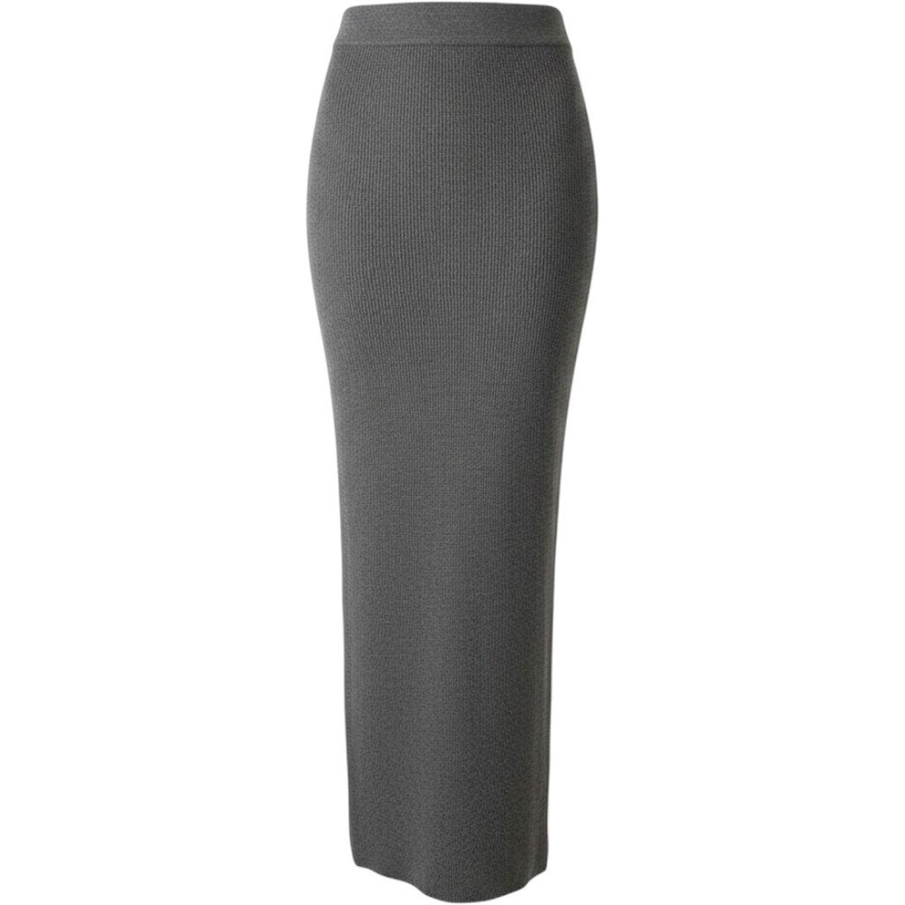 Ann Taylor Weekend Gray Ribbed Knit Maxi Skirt Charcoal Sweater Column NWT M